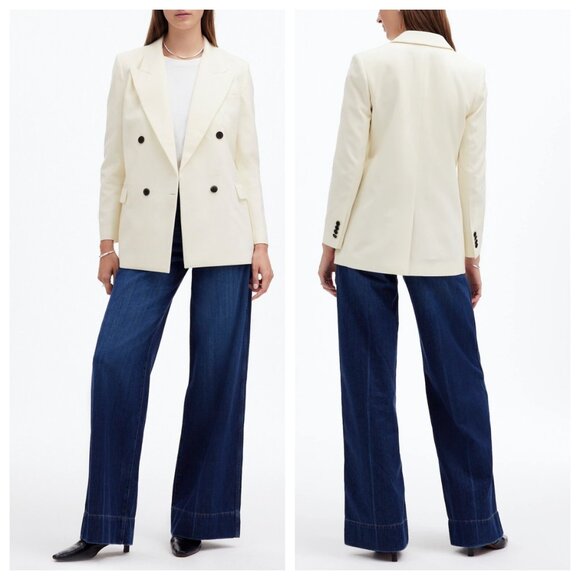 Madewell Wool Tuxedo Blazer in Winter White - Picture 1 of 4